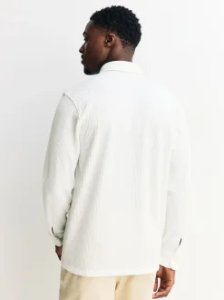 Blanc / Vert sauge - Chemise rayée en jersey Manches courtes