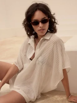 Blanc - Vêtement de chemise longue 100enfiler % coton