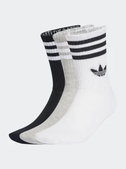 Blanc chromé - Col rond - adidas Originals 3-Rayures Chaussettes Col rond 3 paires