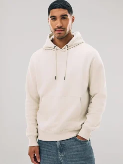 Blanc écru - Ajustement régulier - Sweat-shirt à capuche en jersey riche en coton épais