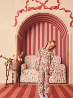 Blanc écru - Cath Kidston pyjama tissé à boutons et fleurs