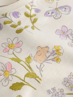 Blanc écru à fleurs - T-shirt péplum à manches courtes (3mois-7ans)
