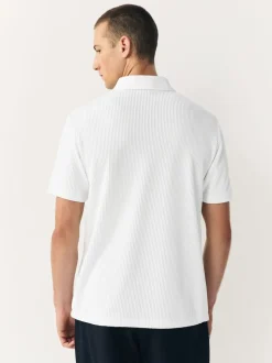 Blanc écru - Polo texturé élégant à col zippé