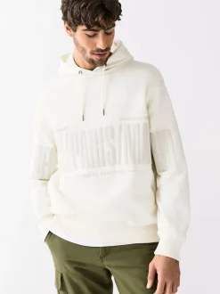 Blanc écru - Sweat à capuche Imprimé graphique