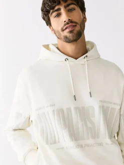 Blanc écru - Sweat à capuche Imprimé graphique