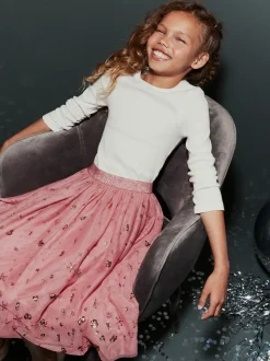 Blanc écru/crème - Top côtelé à manches longues (3-16ans)