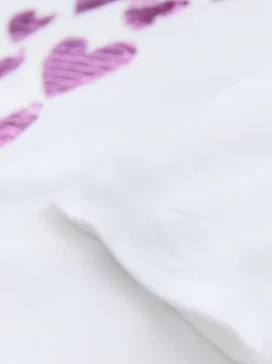 Blanc cœurs arc-en-ciel - Haut à manches longues à sequins (3-16ans)