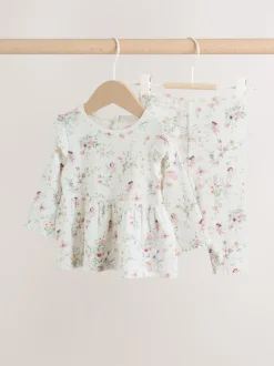 Blanc fée - Haut à manches longues à volants et leggings BÉBÉ 2 pièce Ensemble (0mois-2ans)