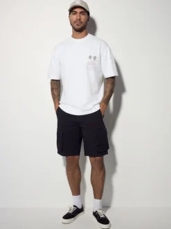 Blanc Japon - Coupe ample - T-shirt épais à imprimé graphique