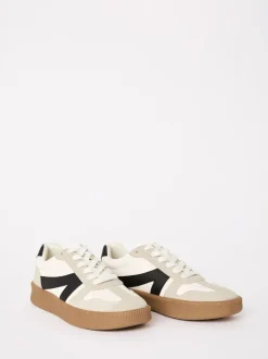 Blanc noir - Baskets de sport Friends Like These à lacets rétro à semelle en gomme