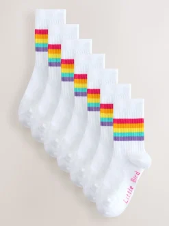 Blanc Pastel Arc-en-ciel - Lot de 7 paires de Chaussettes tube Little Bird by Jools Oliver Blanches