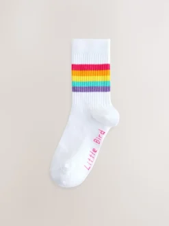Blanc Pastel Arc-en-ciel - Lot de 7 paires de Chaussettes tube Little Bird by Jools Oliver Blanches
