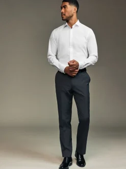 Blanc/Bleu - Lot de 3 chemises élégantes Coupesoles Easy Care texturées à poignets simples