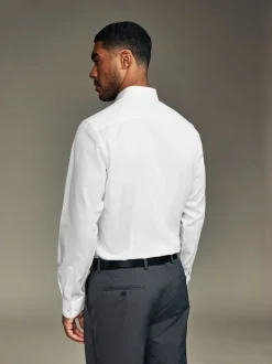 Blanc/Bleu - Lot de 3 chemises élégantes Coupesoles Easy Care texturées à poignets simples