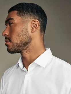 Blanc/Bleu - Lot de 3 chemises élégantes Coupesoles Easy Care texturées à poignets simples