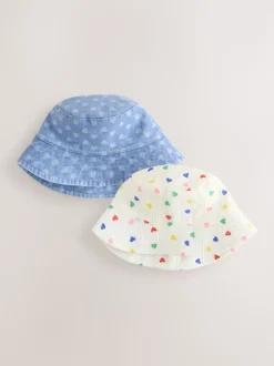 Blanc/Bleu - Paquet de bonnets pour bébé 2 (0mois-2ans)