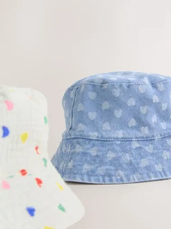 Blanc/Bleu - Paquet de bonnets pour bébé 2 (0mois-2ans)