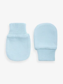 Blanc/Bleu - Paquet de gants à gratter pour bébé 3