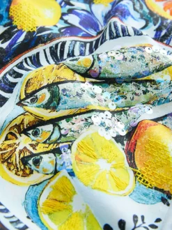 Blanc/Bleu - T-shirt de plage imprimé graphique