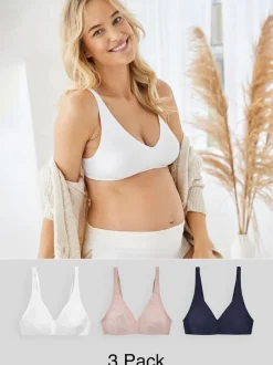 Blanc/bleu marine/rose - Lot de 3 soutiens-gorge en mélange de coton Ultimate Comfort
