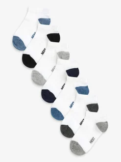 Blanc/Bleu/Gris talon et orteil - Paquet de chaussettes de sport en coton riche 7