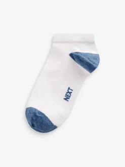 Blanc/Bleu/Gris talon et orteil - Paquet de chaussettes de sport en coton riche 7