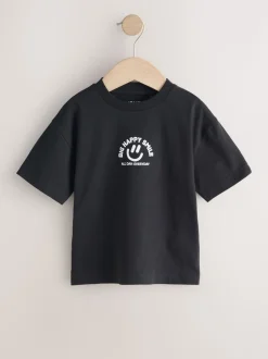 Blanc/bleu/vert/noir/violet - Lot de 5 petits T-shirts graphiques à manches courtes (3mois-7ans)