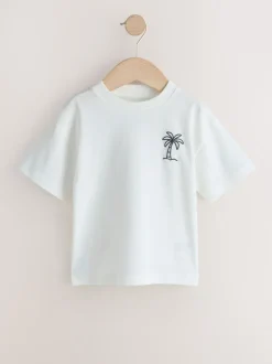 Blanc/bleu/vert/noir/violet - Lot de 5 petits T-shirts graphiques à manches courtes (3mois-7ans)