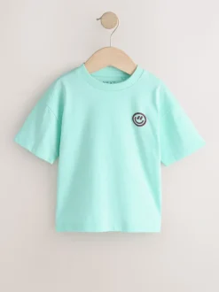Blanc/bleu/vert/noir/violet - Lot de 5 petits T-shirts graphiques à manches courtes (3mois-7ans)