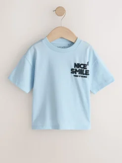 Blanc/bleu/vert/noir/violet - Lot de 5 petits T-shirts graphiques à manches courtes (3mois-7ans)