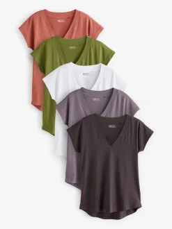 Blanc/gris/kaki/rouille/marron - 5 de t-shirts Colen V Mancherons % 100