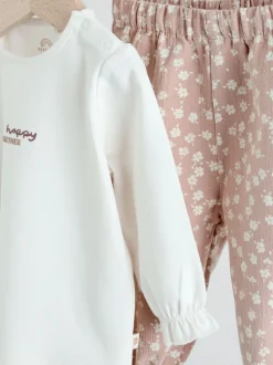 Blanc/marron - Ensemble Bébé haut et Pantalons à manches longues 2 Pièces (0mois-2ans)