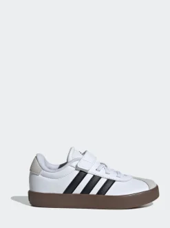 Blanc/Noir - adidas Vl Cour 3.0 Baskets enfant à crochets et boucles