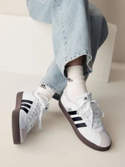 Blanc/Noir - adidas Vl Cour 3.0 Baskets enfant en daim à lacets