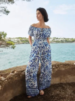 Blanc/Noir - Combinaison à épaules dénudées