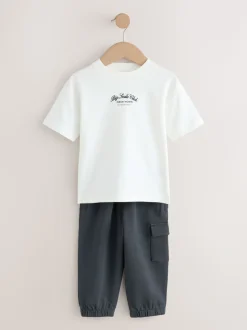 Blanc/Noir - Ensemble T-shirt et pantalon de sport Manches courtes (3mths-7yrs)