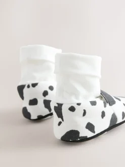 Blanc/noir imprimé vache - Chaussures bottines chaussettes bébé (0-18mois)