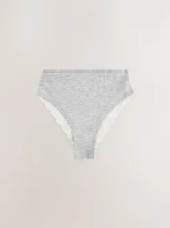 Blanc/Noir/Gris - Lot de 4 culottes en coton et dentelle