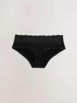 Blanc/Noir/Gris - Lot de 4 culottes en coton et dentelle