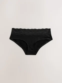 Blanc/Noir/Gris - Lot de 4 culottes en coton et dentelle