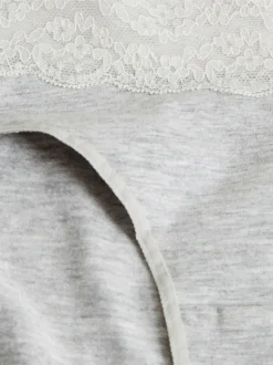 Blanc/Noir/Gris - Lot de 4 culottes en coton et dentelle