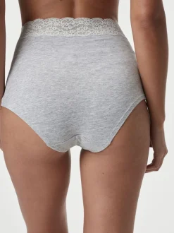 Blanc/Noir/Gris - Lot de 4 culottes en coton et dentelle