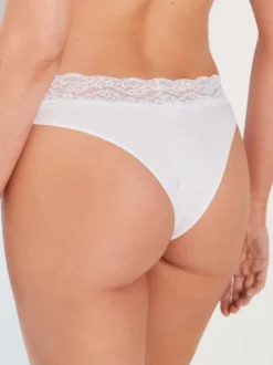 Blanc/Noir/Gris - Lot de 4 culottes en coton et dentelle