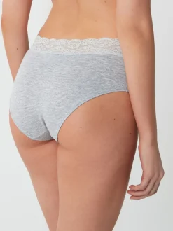 Blanc/Noir/Gris - Lot de 4 culottes en coton et dentelle