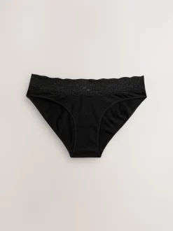 Blanc/Noir/Gris - Lot de 4 culottes en coton et dentelle