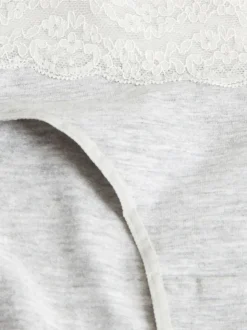 Blanc/Noir/Gris - Lot de 4 culottes en coton et dentelle