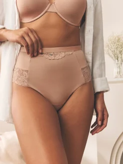 Blanc/Praline Nude - Tongs taille haute légers et modelants pour le contrôle de l'abdomen 2 Pack