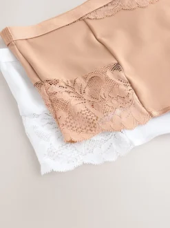 Blanc/Praline Nude - Tongs taille haute légers et modelants pour le contrôle de l'abdomen 2 Pack