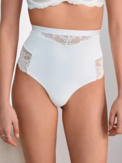 Blanc/Praline Nude - Tongs taille haute légers et modelants pour le contrôle de l'abdomen 2 Pack