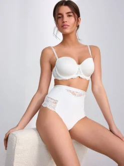 Blanc/Praline Nude - Tongs taille haute légers et modelants pour le contrôle de l'abdomen 2 Pack